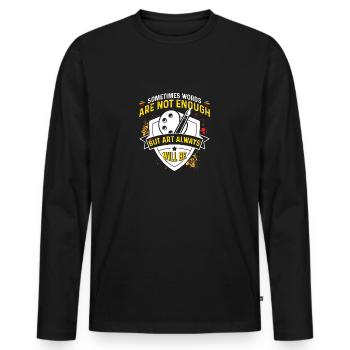 Art-Thérapeute, Dessin Graphique, Design d’Art - T-shirt manches longues Premium bio Homme - noir - Devant - Nico (187cm)