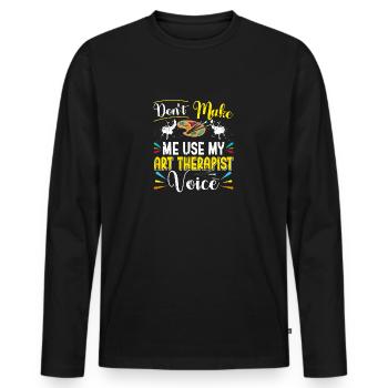 Kunsttherapeut, Grafisches Zeichnen, Kunstdesign - Männer Premium Bio Langarmshirt - Schwarz - Vorne - Nico (187cm)