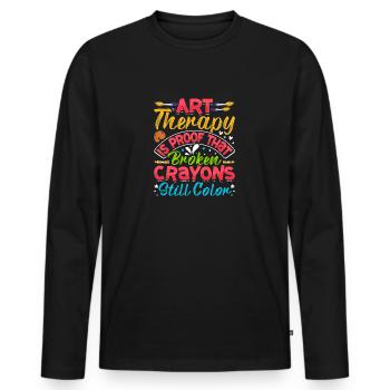 Art Therapist, Graphic Drawing, Art Design - Men's Premium Organic Long Sleeve Shirt - black - Front - Nico (187cm)