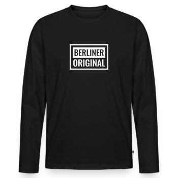 Berlin geboren Berliner Berlinerin Geschenk Heimat - Männer Premium Bio Langarmshirt - Schwarz - Vorne - Nico (187cm)