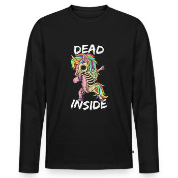 Dead Inside Dab Dabbing Einhorn Unicorn Humour - T-shirt manches longues Premium bio Homme - noir - Devant - Nico (187cm)