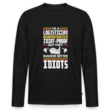 Logistics Logistician Funny Quote - Men's Premium Organic Long Sleeve Shirt - black - Front - Nico (187cm)