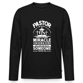 Pastor Appreciation Clergy Preacher Christian - Men's Premium Organic Long Sleeve Shirt - black - Front - Nico (187cm)