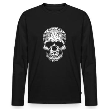 Crâne décoratif en noir et blanc - T-shirt manches longues Premium bio Homme - noir - Devant - Nico (187cm)