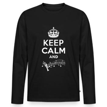 Keep Calm - Trompete - T-shirt manches longues Premium bio Homme - noir - Devant - Nico (187cm)