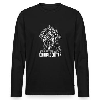 KORTHALS GRIFFON la vie est meilleure Hunde Wilsigns - T-shirt manches longues Premium bio Homme - noir - Devant - Nico (187cm)