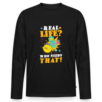 Comicstyle Kunst Boom - Männer Premium Bio Langarmshirt - Schwarz - Vorne - Nico (187cm)