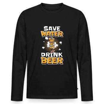 Comicstyle Stil Cartoon - Männer Premium Bio Langarmshirt - Schwarz - Vorne - Nico (187cm)