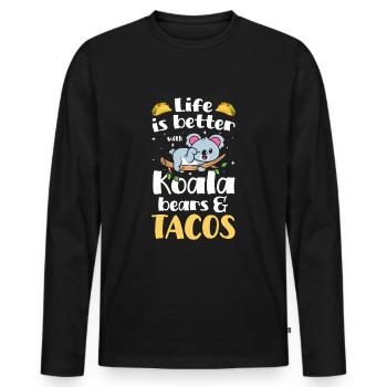 Eucalyptus Bien-être animal Forêt - T-shirt manches longues Premium bio Homme - noir - Devant - Nico (187cm)