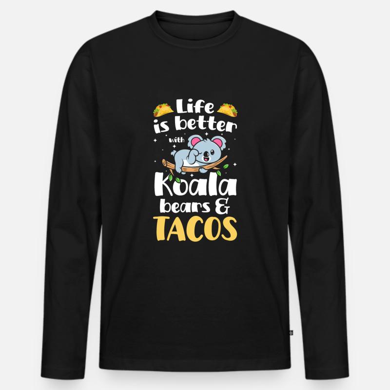 Eukalyptus Tierschutz Wald - Männer Premium Bio Langarmshirt - Schwarz