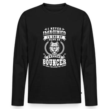 Entrée large du travail de videur - T-shirt manches longues Premium bio Homme - noir - Devant - Nico (187cm)