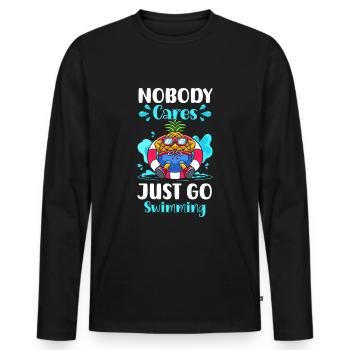 Swimming Water Bathing Swimming Trunks - Men's Premium Organic Long Sleeve Shirt - black - Front - Nico (187cm)