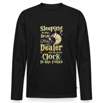 Sleeping Late Sleeper Resting Pillow - Men's Premium Organic Long Sleeve Shirt - black - Front - Nico (187cm)