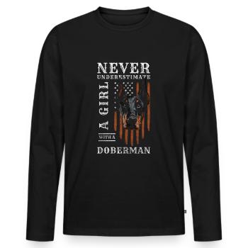 Doberman Chien Propriétaire Chiens d’assistance Dog Love - T-shirt manches longues Premium bio Homme - noir - Devant - Nico (187cm)