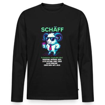 Schaf Spruch Schäff Lustig Geschenkidee Schafe - Männer Premium Bio Langarmshirt - Schwarz - Vorne - Nico (187cm)