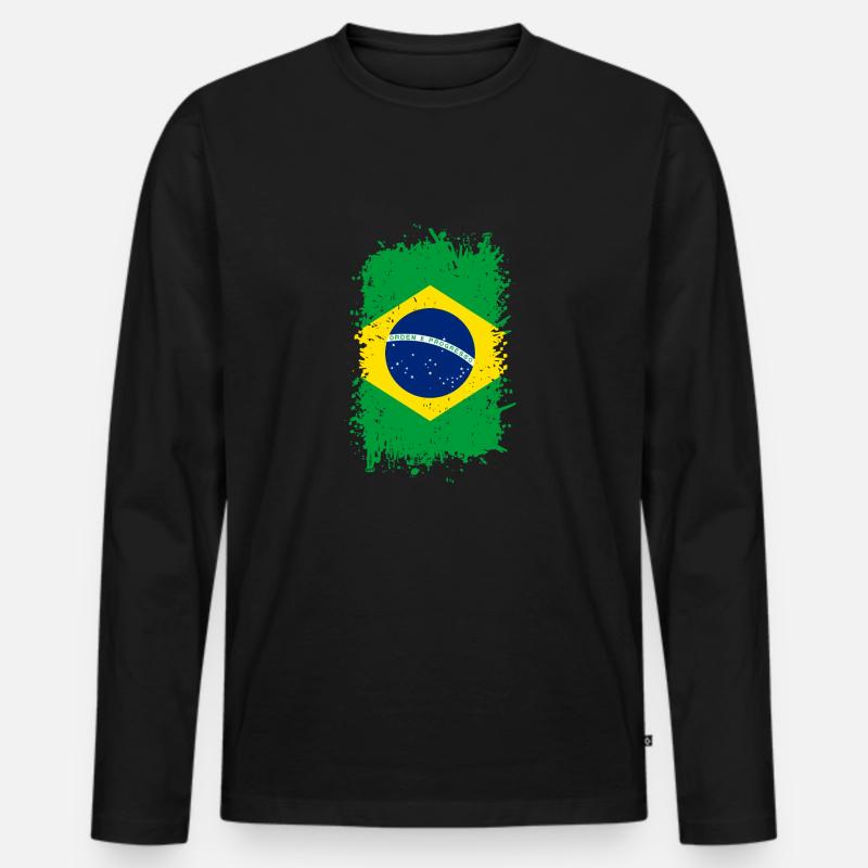 Brasilien - Männer Premium Bio Langarmshirt - Schwarz