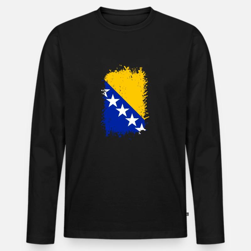 Bosnien - Männer Premium Bio Langarmshirt - Schwarz