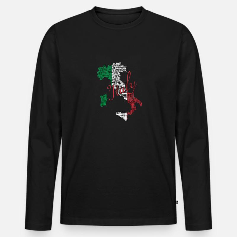 Italy - Männer Premium Bio Langarmshirt - Schwarz