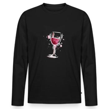 Rotwein Weinglas Weinliebhaber - Männer Premium Bio Langarmshirt - Schwarz - Vorne - Nico (187cm)