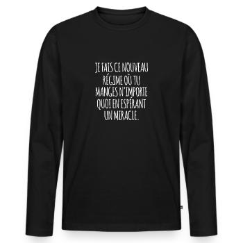nouveau régime - T-shirt manches longues Premium bio Homme - noir - Devant - Nico (187cm)