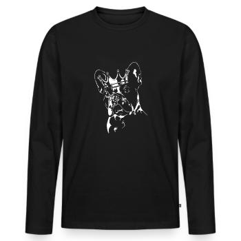FRENCH BULLDOG Crown Dog Dogs Wilsigns - Men's Premium Organic Long Sleeve Shirt - black - Front - Nico (187cm)