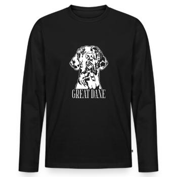 Great Dane Harlequin Portrait Hunde Wilsigns - Männer Premium Bio Langarmshirt - Schwarz - Vorne - Nico (187cm)
