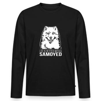 Samoyed life is better Hund Hunde Wilsigns - Männer Premium Bio Langarmshirt - Schwarz - Vorne - Nico (187cm)