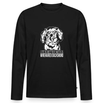 Wirehaired Dachshund life is better Dogs Wilsigns - Men's Premium Organic Long Sleeve Shirt - black - Front - Nico (187cm)