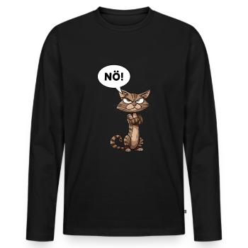 Lustige Katze - Katzendesign - Männer Premium Bio Langarmshirt - Schwarz - Vorne - Nico (187cm)