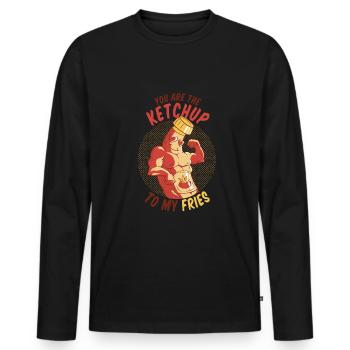 You are the ketchup for my fries hunger flirt - Men's Premium Organic Long Sleeve Shirt - black - Front - Nico (187cm)