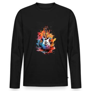 Cadeau de guitare électrique, guitariste dans un groupe de musique - T-shirt manches longues Premium bio Homme - noir - Devant - Nico (187cm)