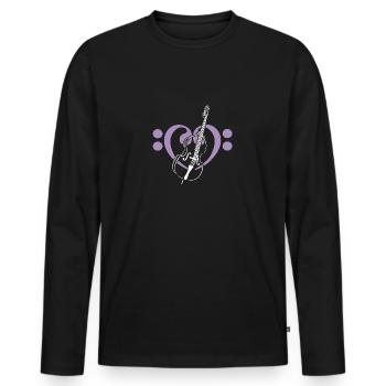 Cœur de clés basses avec contrebasse - T-shirt manches longues Premium bio Homme - noir - Devant - Nico (187cm)