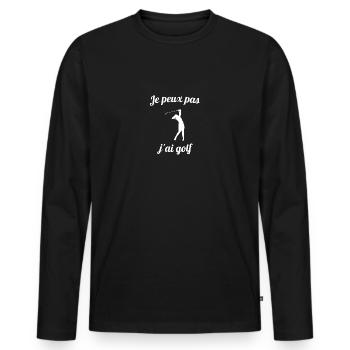 Je peux pas j'ai golf - T-shirt manches longues Premium bio Homme - noir - Devant - Nico (187cm)