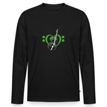 Cœur de clés basses avec contrebasse - T-shirt manches longues Premium bio Homme - noir - Devant - Nico (187cm)
