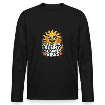 Sunny Summer Moments Vibes Summer Sun - Men's Premium Organic Long Sleeve Shirt - black - Front - Nico (187cm)