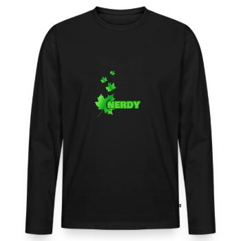 Nerd - Männer Premium Bio Langarmshirt - Schwarz - Vorne - Nico (187cm)
