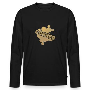 Prénom Conner - T-shirt manches longues Premium bio Homme - noir - Devant - Nico (187cm)