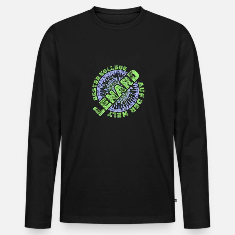 Mitarbeiter Lenard - Männer Premium Bio Langarmshirt - Schwarz