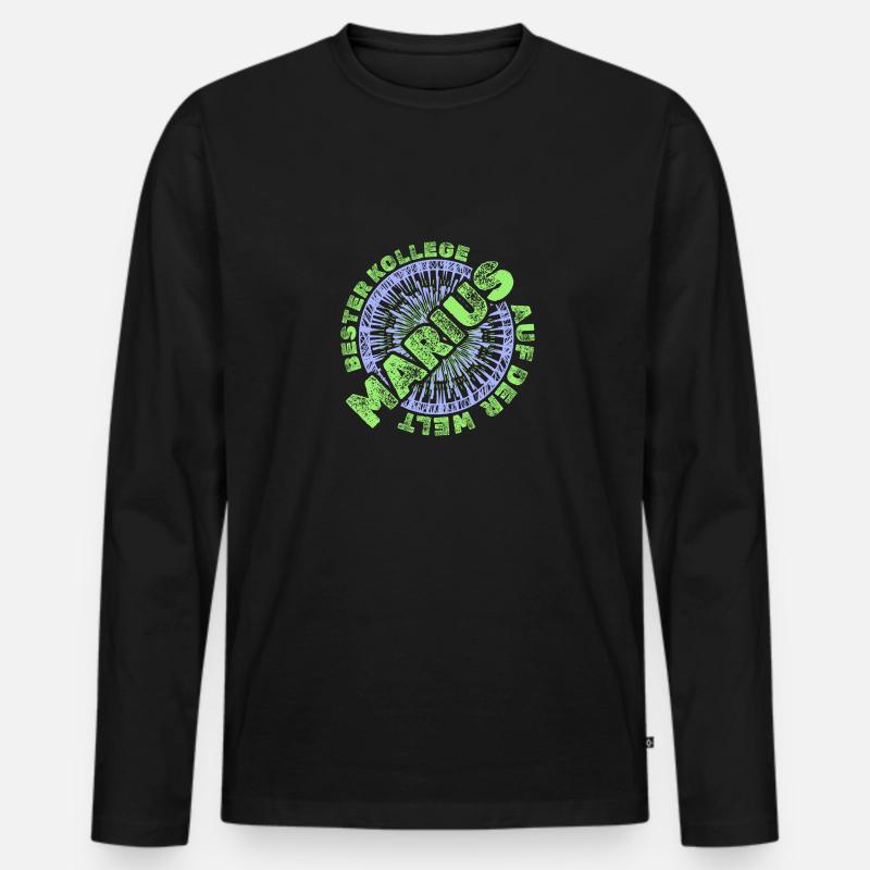 Marius - Männer Premium Bio Langarmshirt - Schwarz