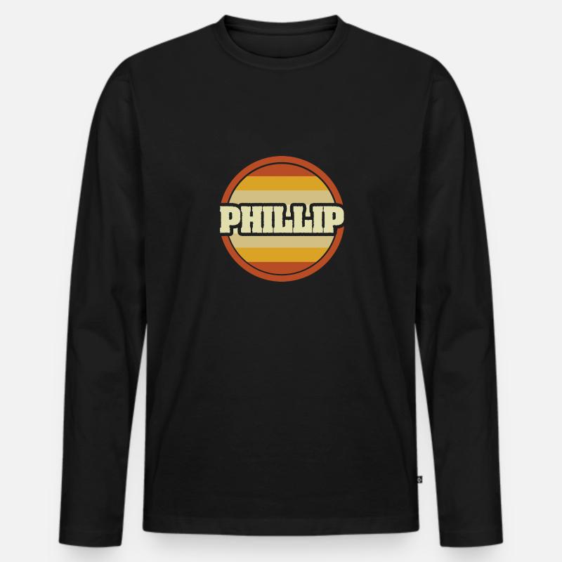 Vorname Phillip - Männer Premium Bio Langarmshirt - Schwarz