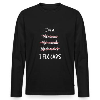 Je répare les voitures - T-shirt manches longues Premium bio Homme - noir - Devant - Nico (187cm)