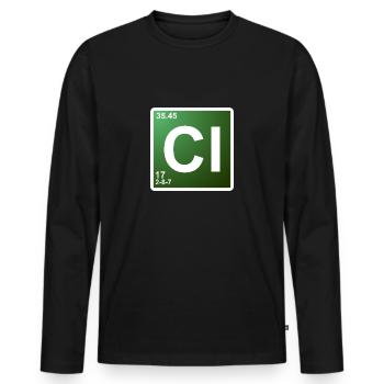 Cl - élément de chimie du chlore 17 - T-shirt manches longues Premium bio Homme - noir - Devant - Nico (187cm)