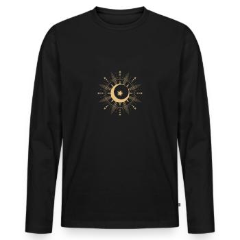 Lune et étoiles | | abstraits Art déco - T-shirt manches longues Premium bio Homme - noir - Devant - Nico (187cm)