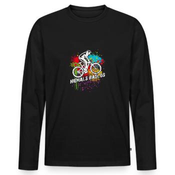 Niemals Radlos - Bikermotiv lustiger Bikerspruch - Männer Premium Bio Langarmshirt - Schwarz - Vorne - Nico (187cm)