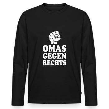 Omas gegen rechts - Männer Premium Bio Langarmshirt - Schwarz - Vorne - Nico (187cm)