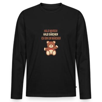 Mi-homme Mi-ours Je suis Un conte de fées - T-shirt manches longues Premium bio Homme - noir - Devant - Nico (187cm)