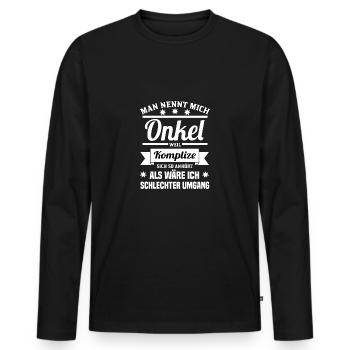 Neveu Neveu Oncle Cadeau - T-shirt manches longues Premium bio Homme - noir - Devant - Nico (187cm)