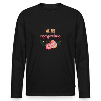 We are eggspecting Easter pregnancy gift - Men's Premium Organic Long Sleeve Shirt - black - Front - Nico (187cm)