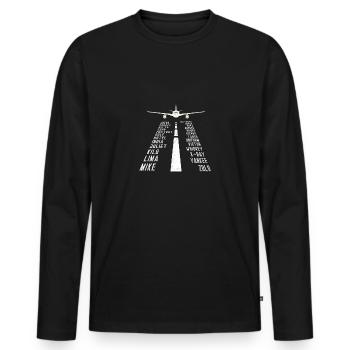 Alphabet avion pilote - Alphabet phonétique - T-shirt manches longues Premium bio Homme - noir - Devant - Nico (187cm)