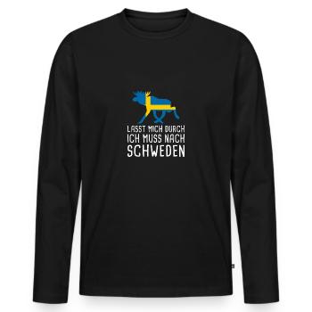 Lasst Mich Durch Schweden Sverige Elch Urlaub - Männer Premium Bio Langarmshirt - Schwarz - Vorne - Nico (187cm)